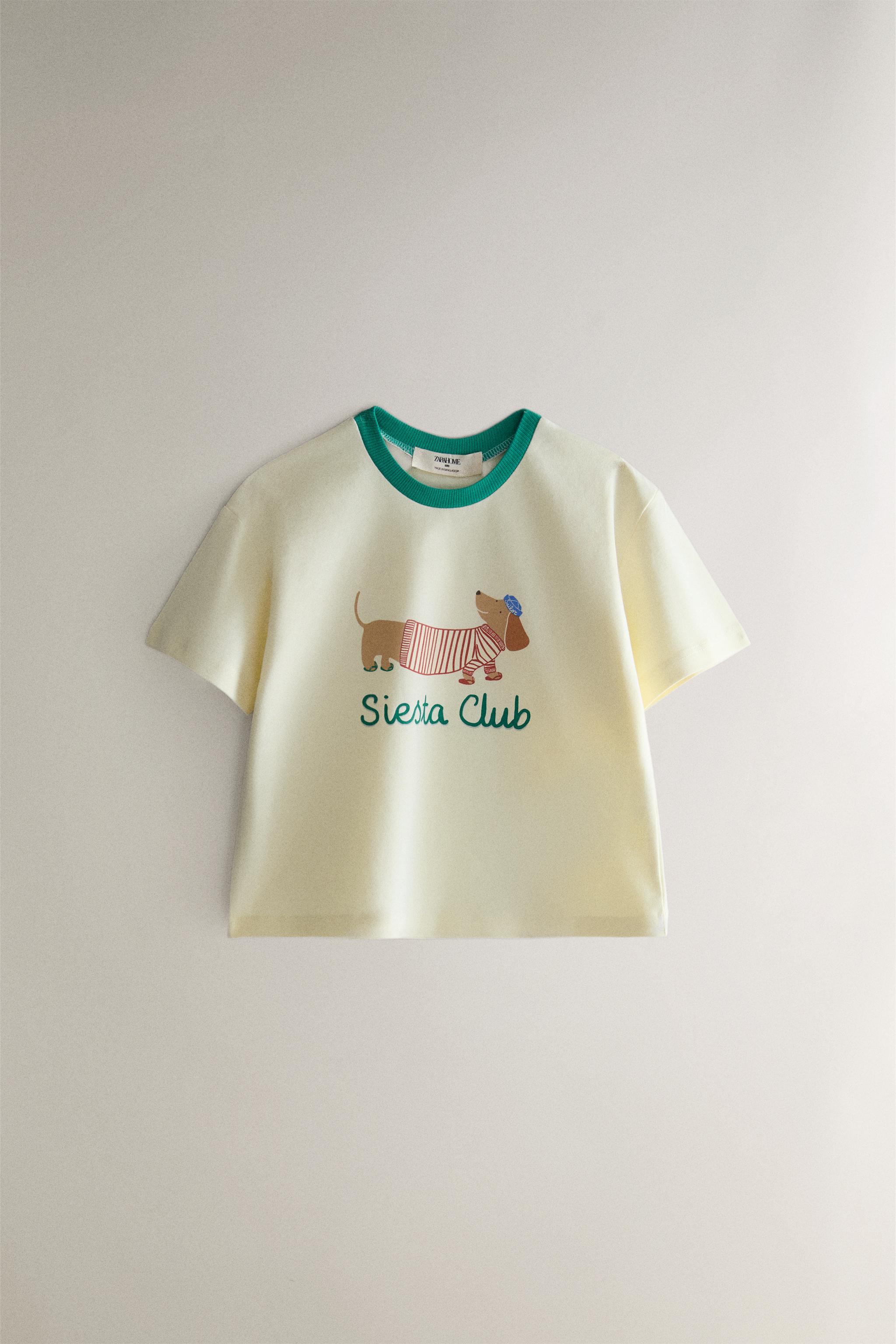 CHILDREN'S DOG PYJAMA SET — Ecru / Green