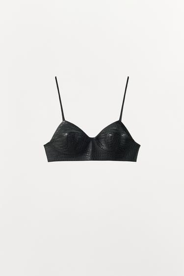 TOP PIEL 100% - Negro de Zara