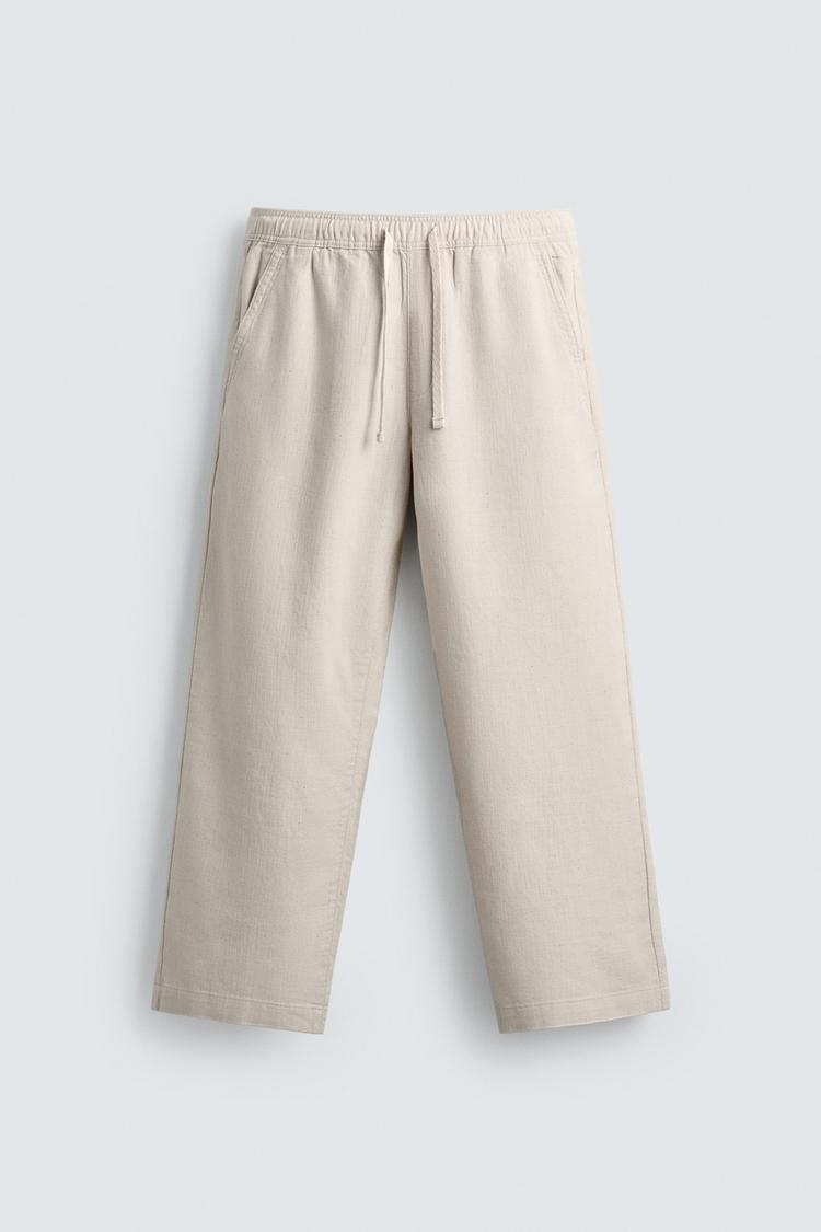 ZARA TEXTURED RELAXED FIT TROUSERS