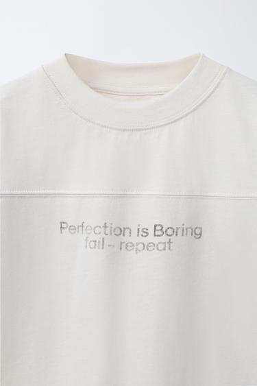 FADED-EFFECT SLOGAN T-SHIRT - Ecru by Zara - Image 2