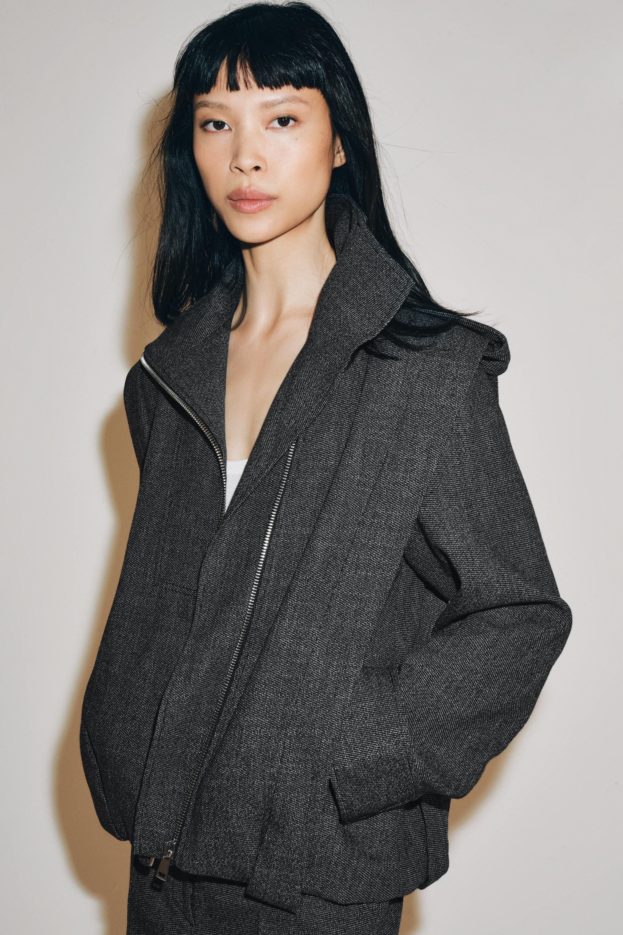 Zara ZW COLLECTION SHOULDER TAB BOMBER JACKET — фото 2