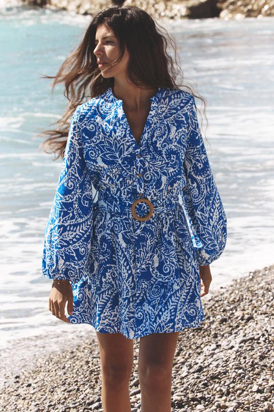 ROBE-CHEMISE BRODÉE AVEC CEINTURE
