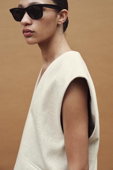 SOFT V-NECK WAISTCOAT - Light sand by Zara - Image 1