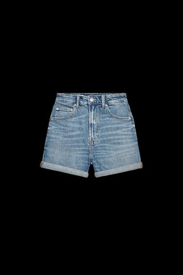 TRF HIGH-RISE MOM FIT DENIM BERMUDA SHORTS - Blue by Zara - Image 0