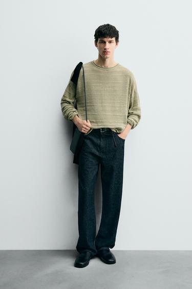 STRIPED JACQUARD SWEATER - Light green by Zara - Image 0