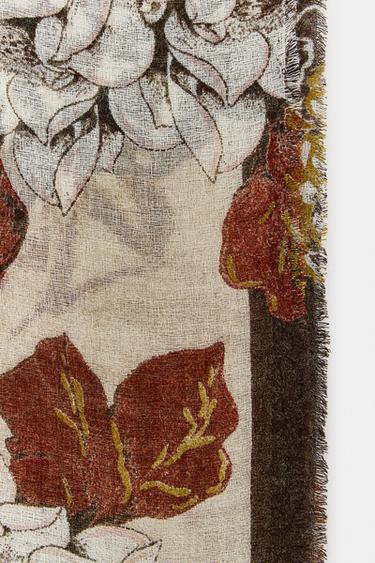 FOULARD À IMPRIMÉ FLEURS - Sable de Zara - Image 3
