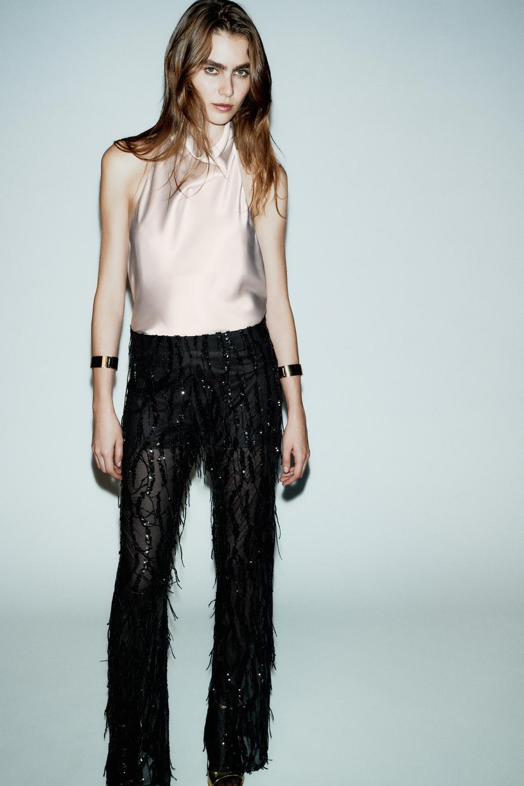 SATIN EFFECT HALTER TOP