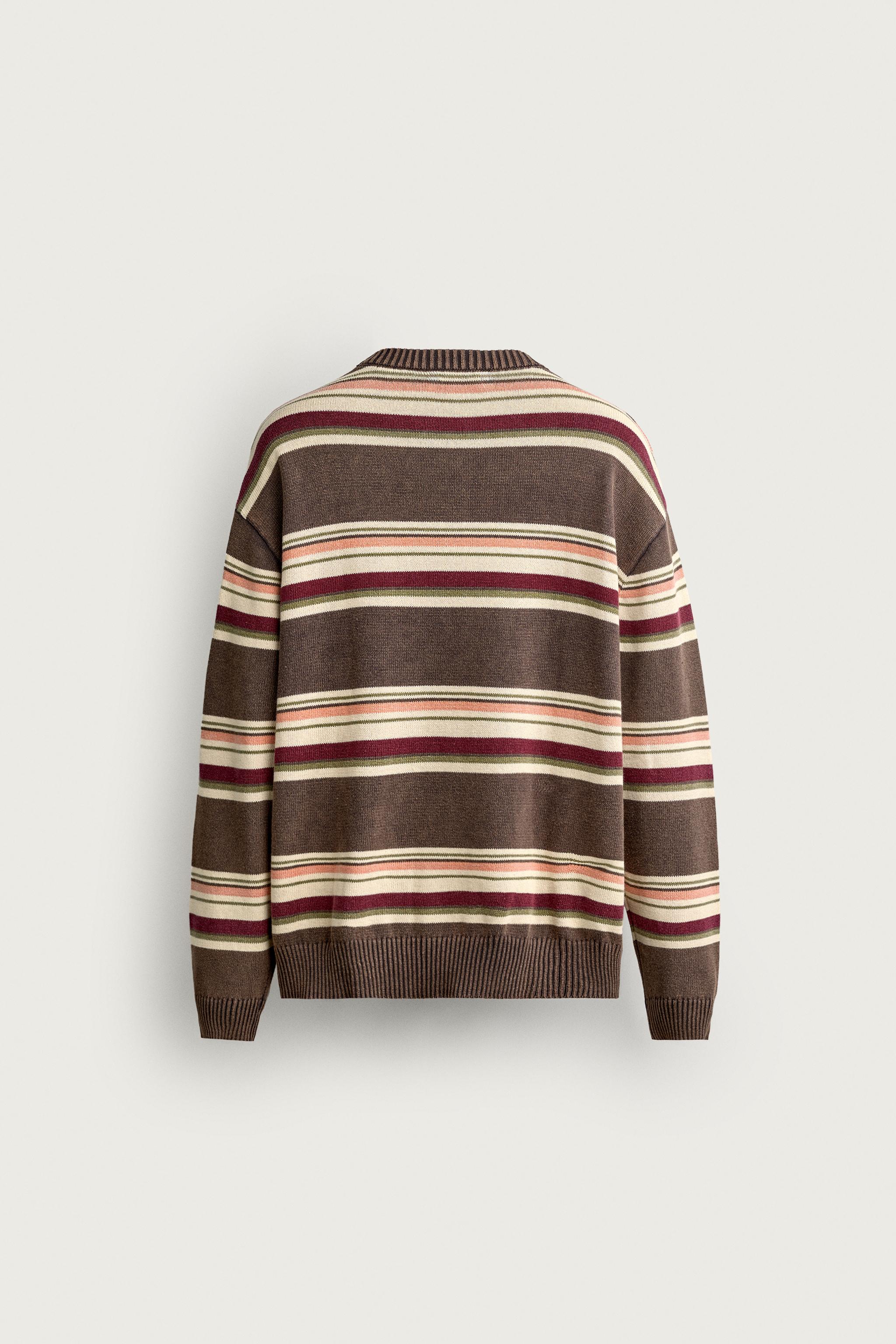 STRIPED EMBROIDERED JACQUARD SWEATER