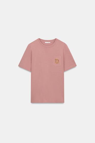 Zara PLEEGITATUD T-SÄRK METALLDETAILIGA - Pink - Pilt 0