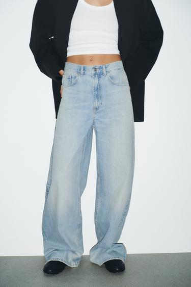 JEANS TRF EXTRA WIDE LEG TIRO ALTO - أزرق مائي الخاص بـ Zara