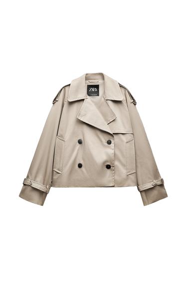 WATER-REPELLENT CROPPED TRENCH COAT ZW COLLECTION
