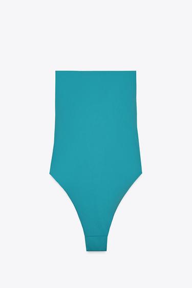 BANDEAU CUT-OUT STONE SWIMSUIT - Turquoise by Zara - Image 7