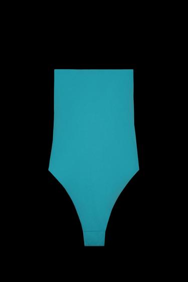 BANDEAU CUT-OUT STONE SWIMSUIT - Turquoise by Zara