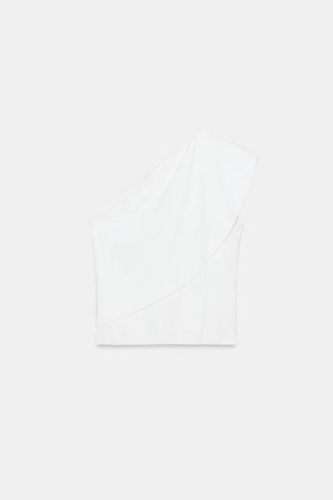 Zara ASYMMETRIC INTERLOCK TOP - White