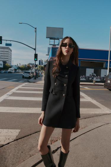 КОРОТКОЕ ДВУБОРТНОЕ ПАЛЬТО С ШЕРСТЬЮ — ЧЕРНЫЙ от Zara