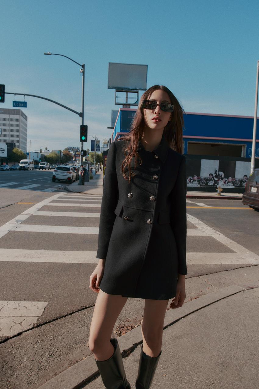 short black dress coat TA3 Structured Blazer Dress - Black - XS