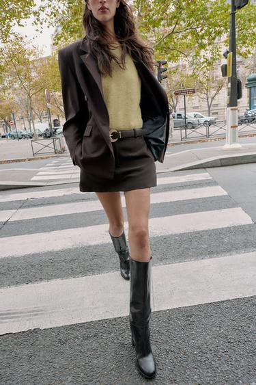 Zara SKORT WITH BELT - Brown - Image 0