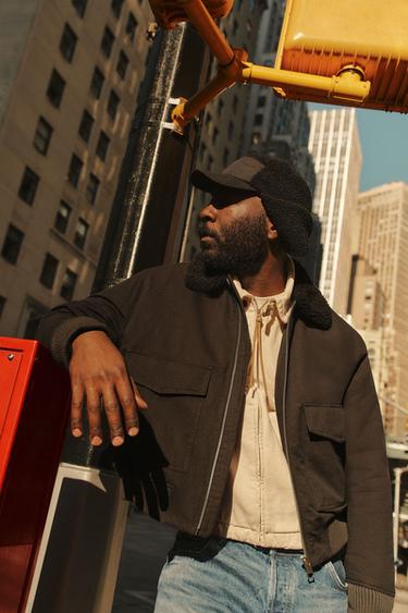 ÁO KHOÁC BOMBER PHỐI CHẤT LIỆU - Xám than từ Zara