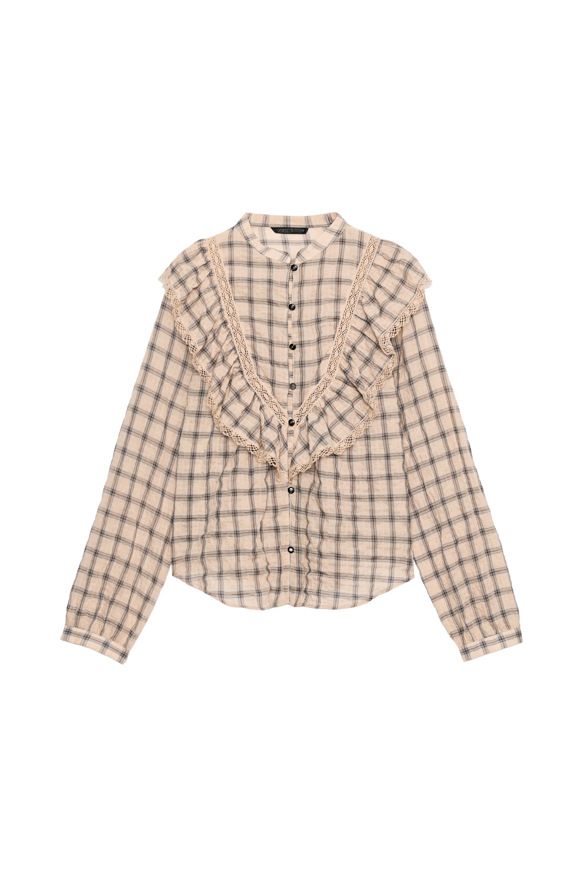 BLUSA CUADROS PUNTILLA