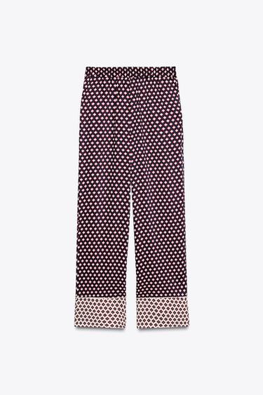 SATIN PRINT TROUSERS - red/navy by Zara - Image 5