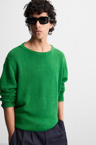 PULL 100 % LIN - Vert émeraude de Zara - Image 6