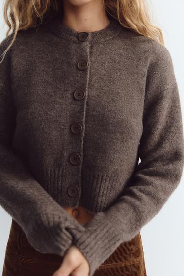SOFT KNIT CARDIGAN - brown vigore by Zara - Image 1