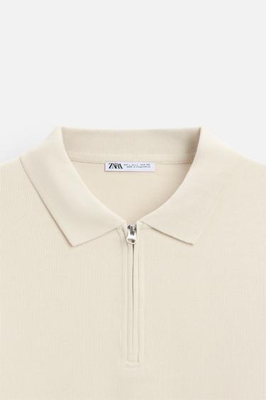ZIP COLLAR POLO SHIRT - Oyster-white by Zara - Image 8