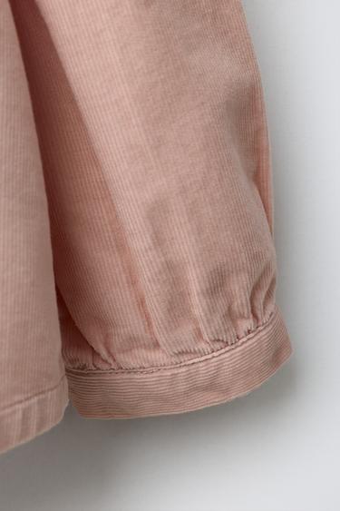 CHEMISE EN VELOURS CÔTELÉ À COL CLAUDINE ET BRODERIES - Rose moyen de Zara - Image 3