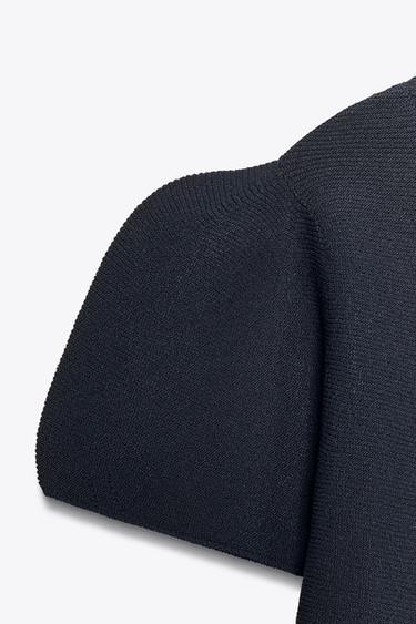 TOP EN MAILLE À MANCHES BOUFFANTES - Bleu marine de Zara - Image 7