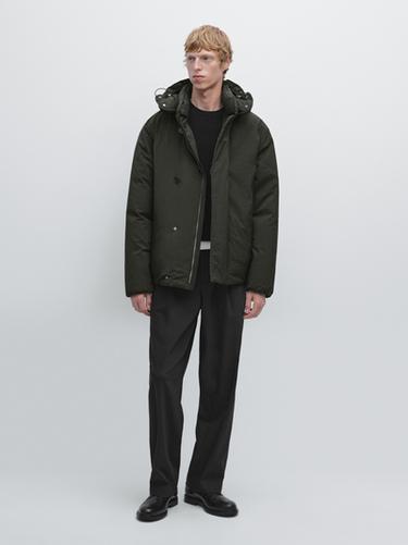 Zara Short puffer parka in a feather and down blend - Dark green - Image 0
