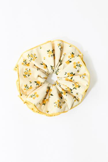 CONTRAST FLORAL MAXI SCRUNCHIE - Yellow by Zara