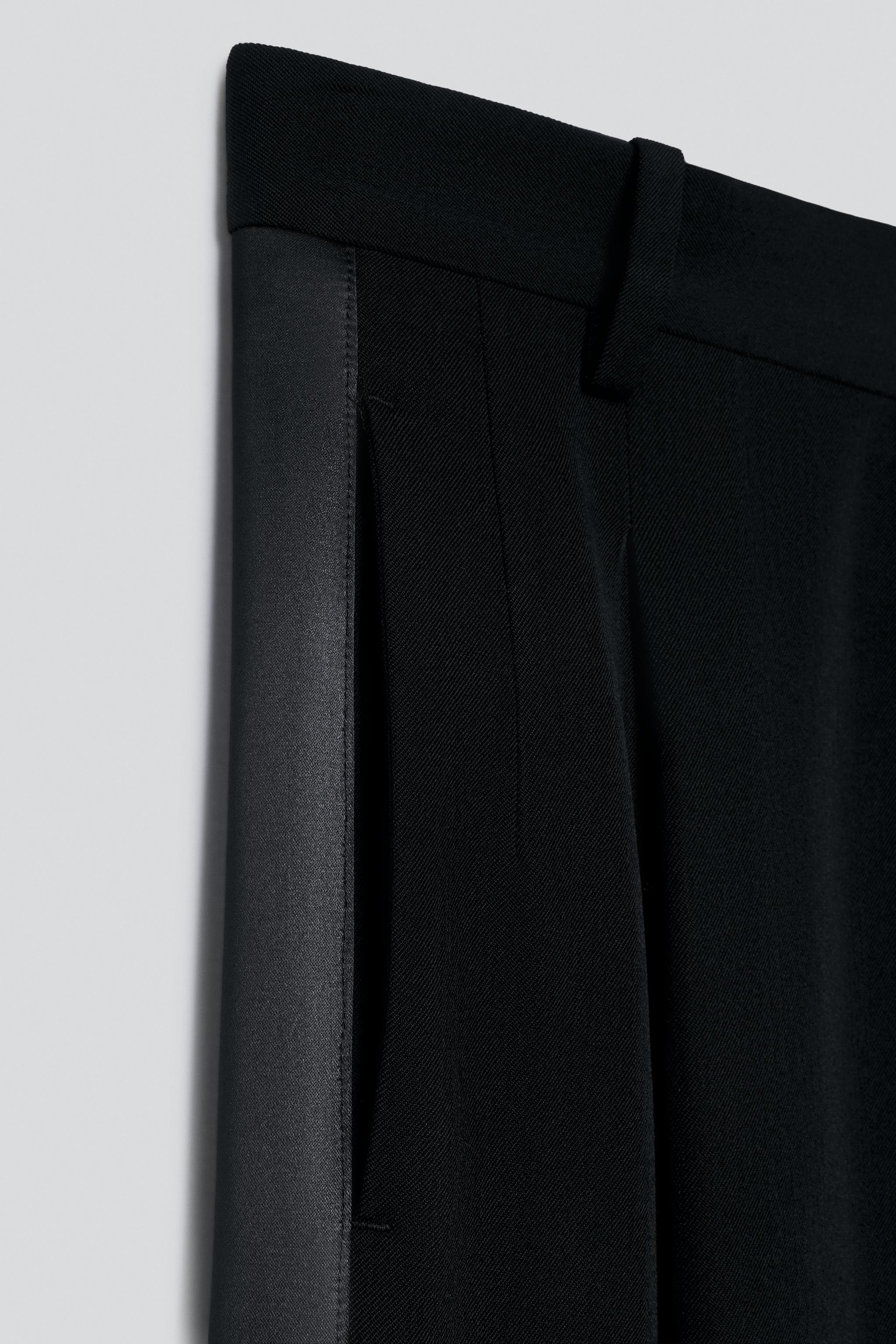 100% WOOL TUXEDO SUIT PANTS - thumbnail 6