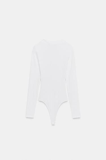 RIBBED LONG SLEEVE BODYSUIT - White by Zara