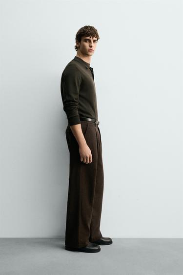 WOOL KNIT POLO SHIRT - Dark khaki by Zara - Image 3
