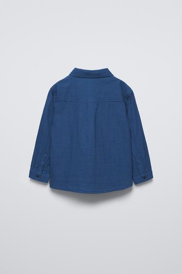 GINGHAM SHIRT WITH EMBROIDERY - Blue by Zara - Image 1