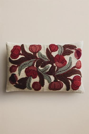 FLORAL TUFTING CUSHION COVER — Pink 1