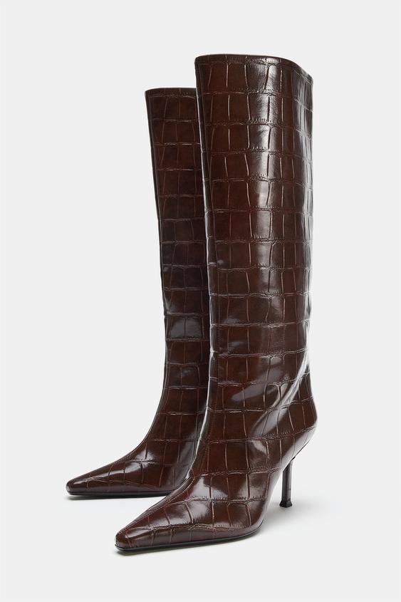 BOTTES À TALONS ET IMPRIMÉ ANIMALIER - Bordeaux de Zara - Image 4