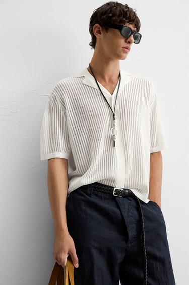CHEMISE EN MAILLE AJOURÉE - Écru de Zara - Image 4
