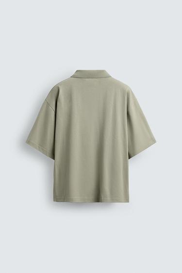 POLO RELAXED FIT TEXTE IMPRIMÉ - Vert clair de Zara - Image 7