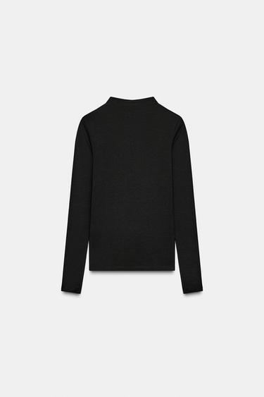 T-SHIRT COL MONTANT - Noir de Zara - Image 3