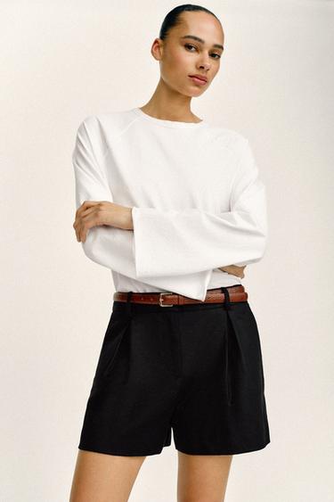 QUẦN SHORT BERMUDA CẠP CAO KÈM THẮT LƯNG - Màu đen từ Zara