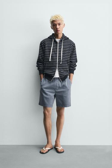 RELAXED FIT TWILL BERMUDA SHORTS - Light blue by Zara
