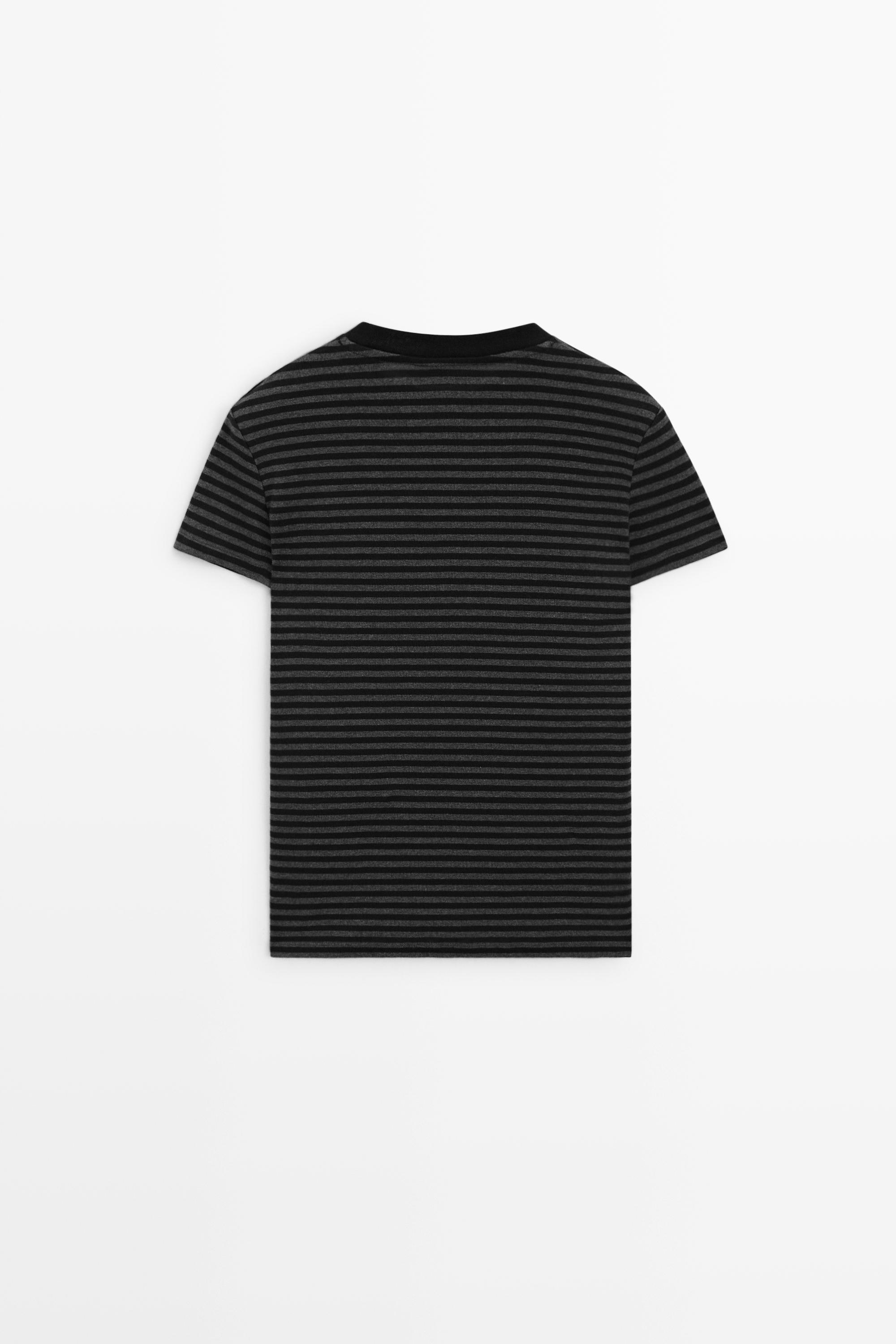 Ribbed striped short sleeve T-shirt