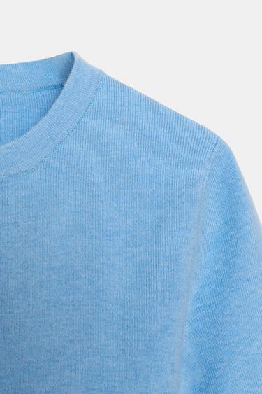 SOFT-TOUCH KNIT SHORT SLEEVE JUMPER - Light blue by Zara - Image 6