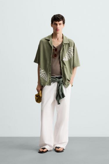 CAMISA BORDADO ABALORIOS - Verde de Zara - Imagen 0