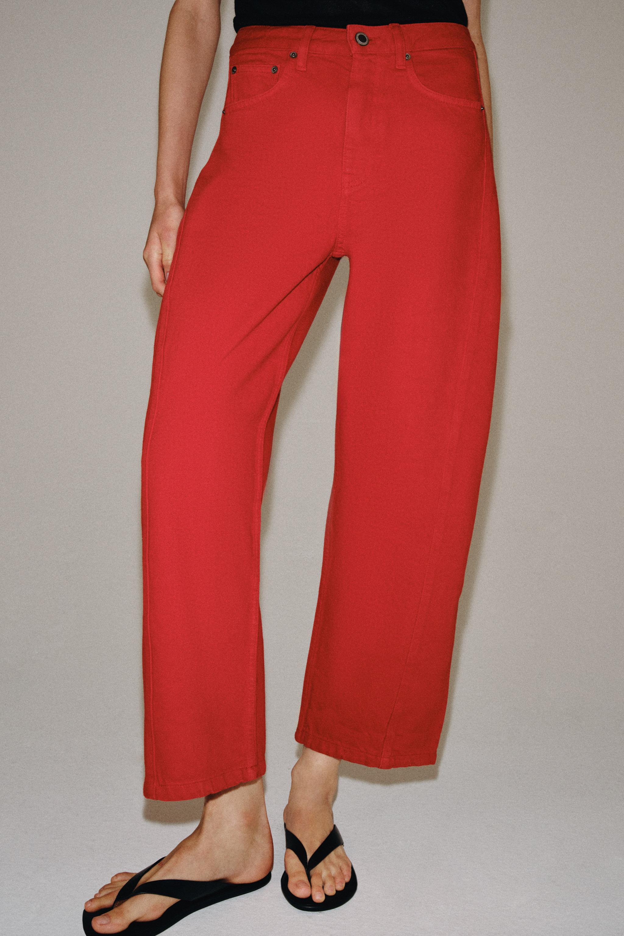 ZW COLLECTION MID-RISE RELAXED JEANS — Red