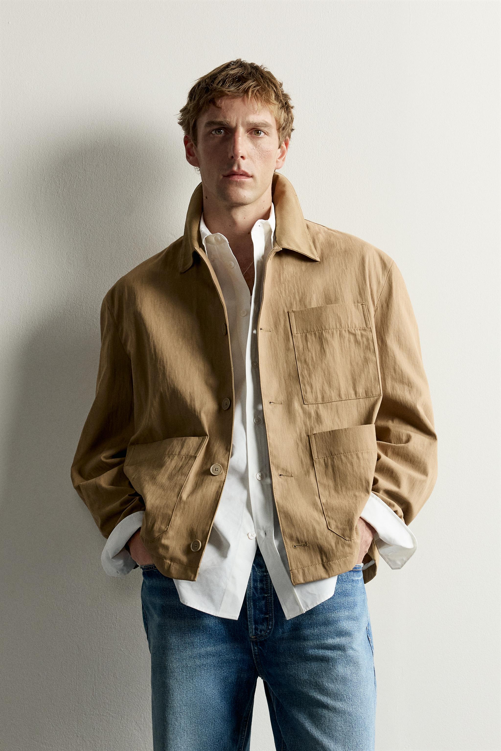 RELAXED FIT OVERSHIRT — Beige