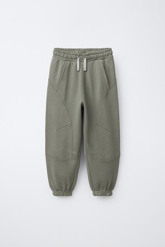balloon TROUSERS WITH CONTRAST PIQUÉ - Light khaki de Zara - Imagen 0
