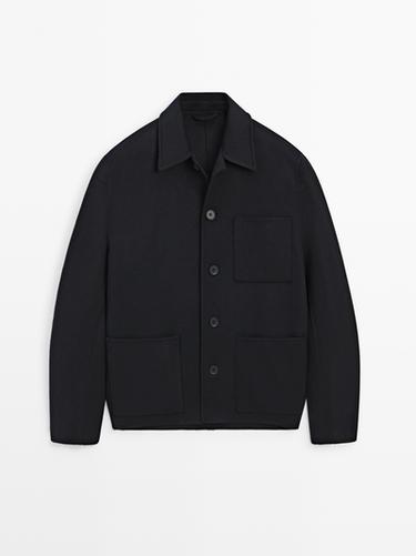Sobrecamisa lana doble bolsillos - Marino de Zara
