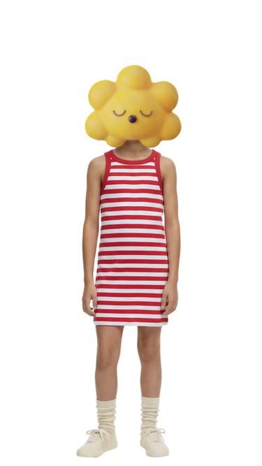 Zara STRIPED RIBBED DRESS - Red